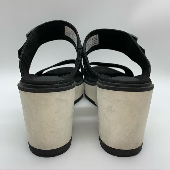 Timberland Koralyn Wedge Double Strap Sporty Buckle Sandal Black/White Size 10 - Picture 8 of 12